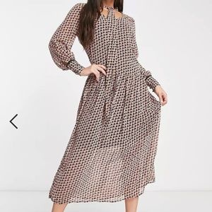 River Island Tall geo ice neck wrap midi dress